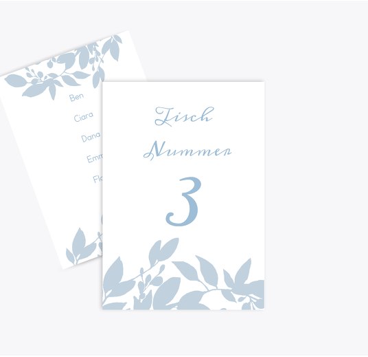Tischnummer Blauregen HellgrauBlau 105x148mm