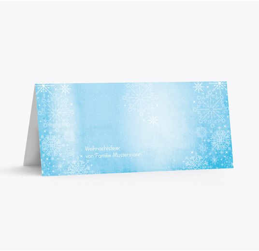 Tischkarte Wintertraum Hellblauleuchtend 100x44mm