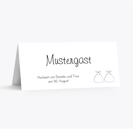 Hochzeit Tischkarte dresses Weiß 100x44mm