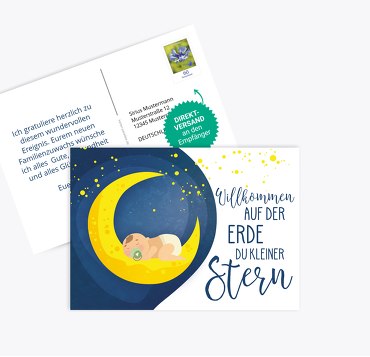 Glückwunschkarte zur Geburt Stern