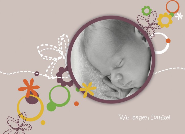 Ansicht 3 - Baby Dankeskarte Blumenornament