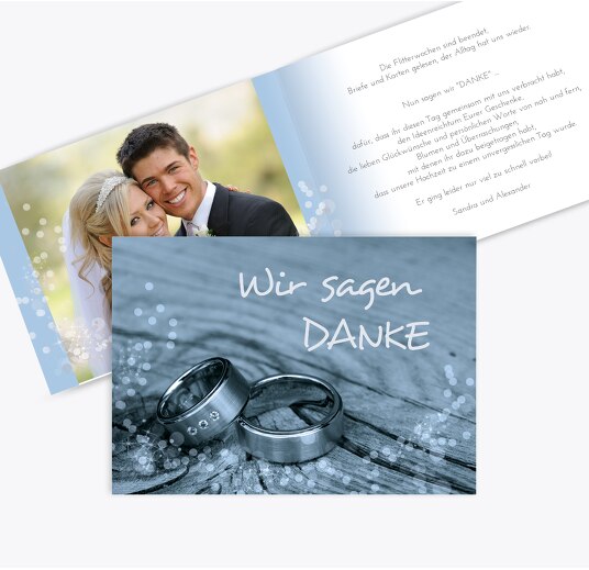 Hochzeit Dankeskarte Eheringe MattBlauDunkler 148x105mm