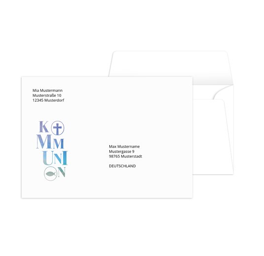 Kommunion Umschlag Himmelreich Blauheller 161x114mm