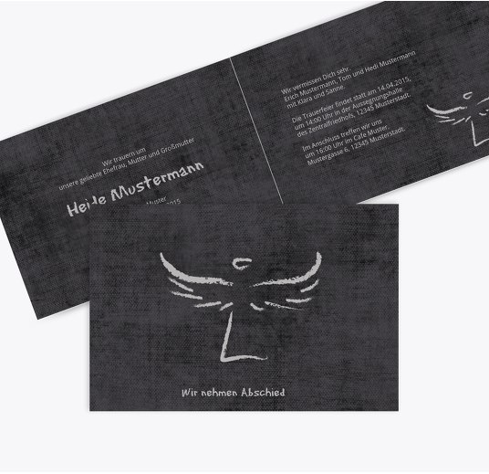 Trauerkarte heavenly wings Schwarz 170x114mm