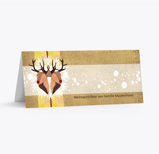 Tischkarte Hirschkopf Sonnengelb 100x44mm