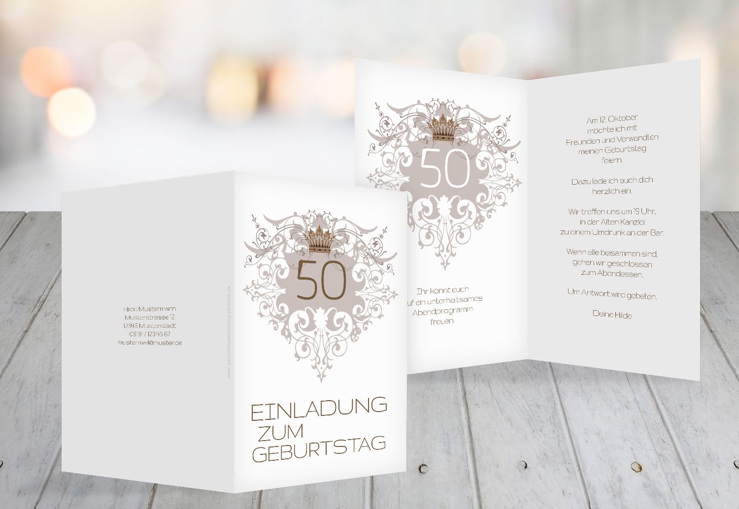 Einladungskarte Krone 50 selbst gestalten!