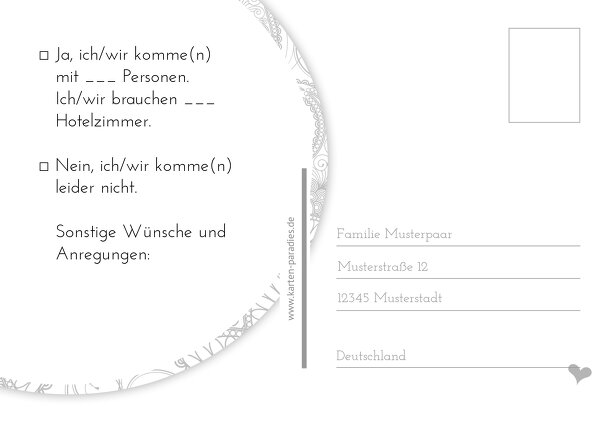 Ansicht 3 - Hochzeit Antwortkarte Traumhochzeit