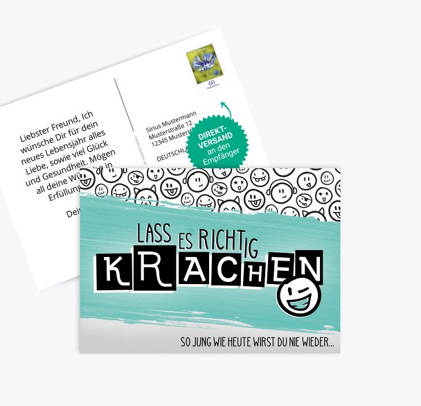 Glückwunschkarte zum Geburtstag Krachen