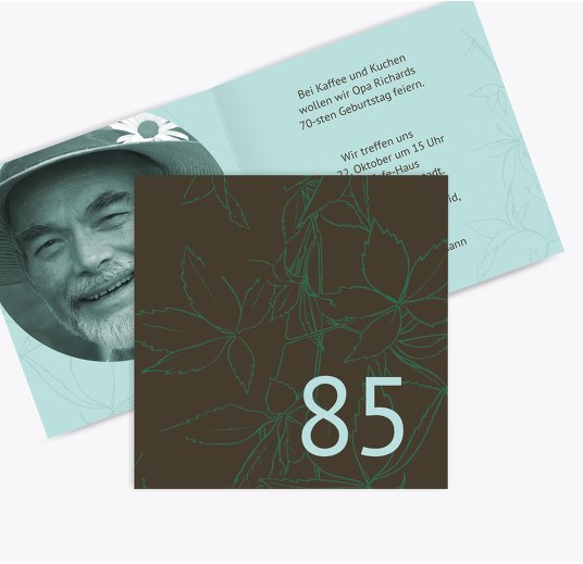 Einladung Herbst 85 Foto hellgrünblau 145x145mm