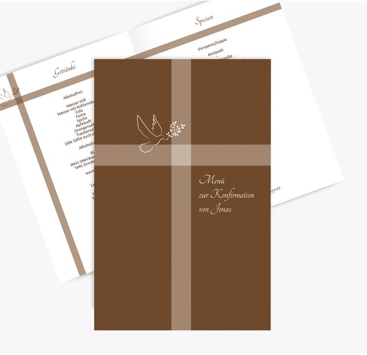 Menükarte Konfirmation Glaubensbote braunmatsch 148x210mm