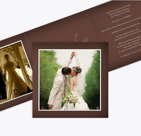 Hochzeit Dankeskarte ewige Verbindung braunmatsch 145x145mm