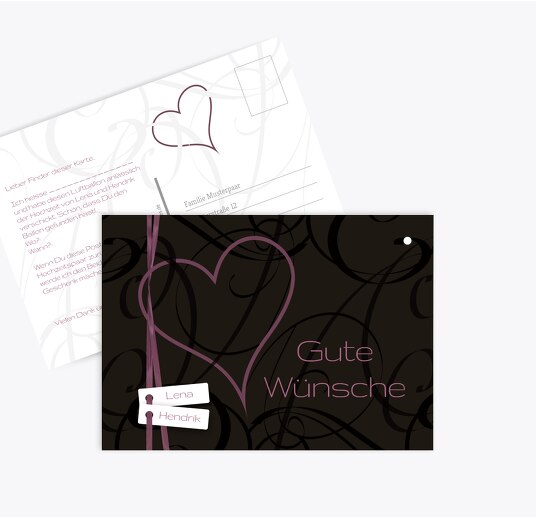 Hochzeit Ballonkarte Band Lila 148x105mm