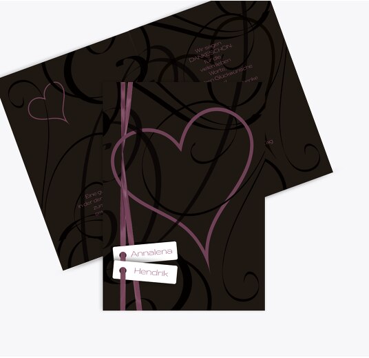 Hochzeit Dankeskarte 2 Band Lila 105x148mm