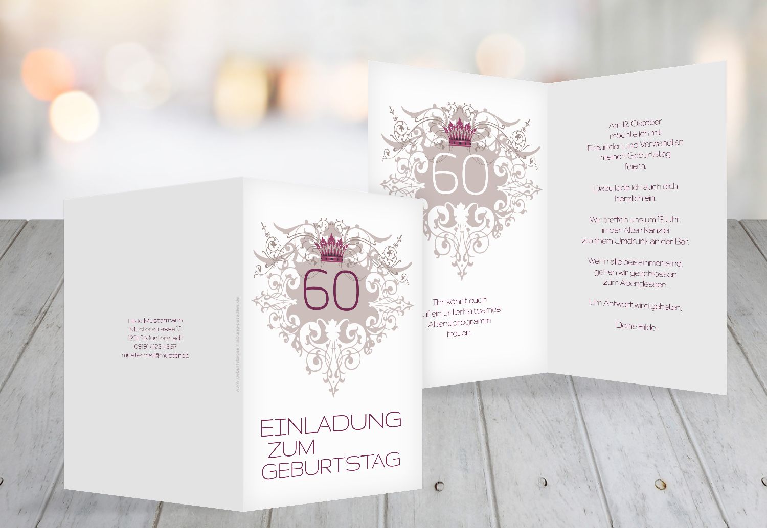 Einladungskarte Krone 60 selbst gestalten!