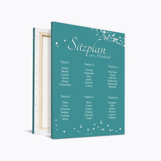Sitzplan romantic flower Türkisblaukräftig 400x600mm