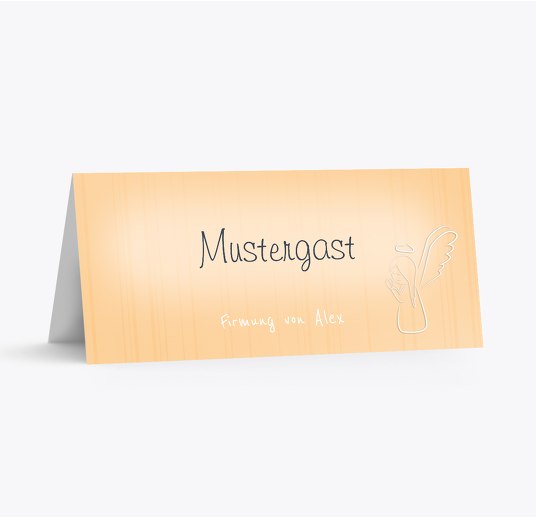 Firmung Tischkarte Angle PastellHellOrange 100x44mm