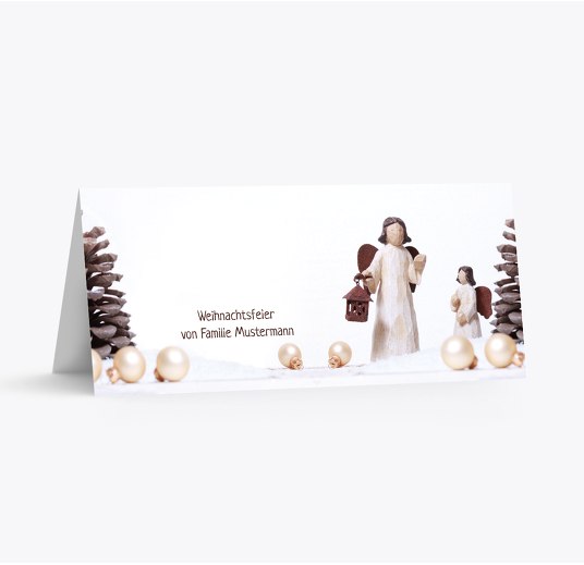 Tischkarte Weihnachtsengel Braun 100x44mm