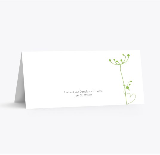 Hochzeit Tischkarte abstrakte Blumen Grasgruen 100x44mm