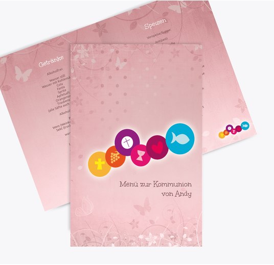 Menükarte bunte Elemente HellRotMatt 148x210mm