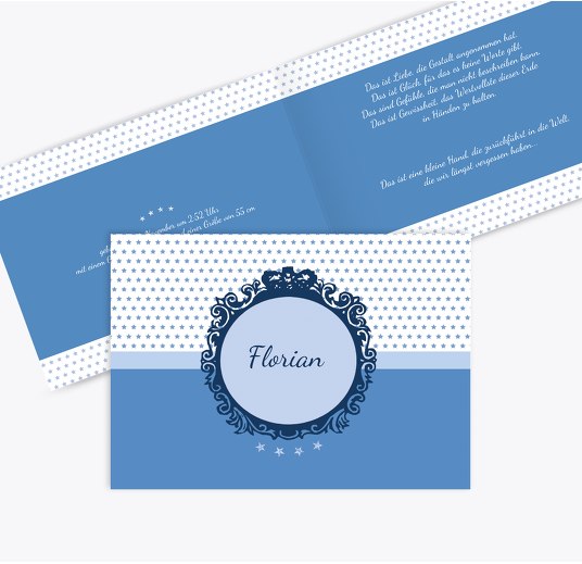 Geburtskarte Sternchen KräftigHellMarineblau 148x105mm
