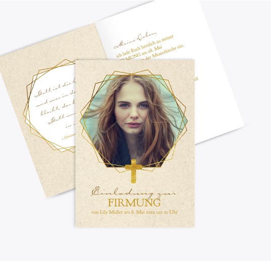 Firmung Einladung Goldrausch OckerGelb 105x148mm