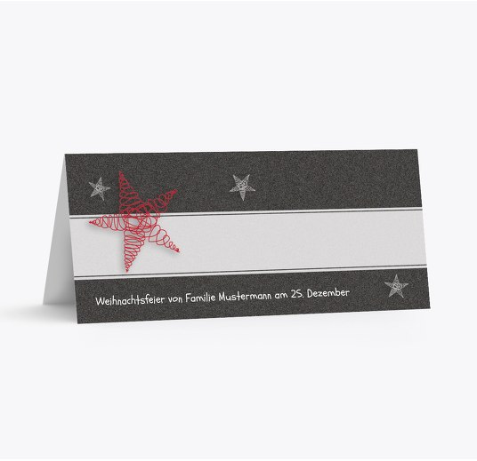 Tischkarte curly star Rot 100x44mm