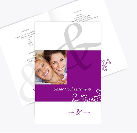 Menükarte Band der Liebe Pinklila 148x210mm