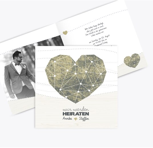 Hochzeit Einladung Sternenbild Matschgruen 145x145mm