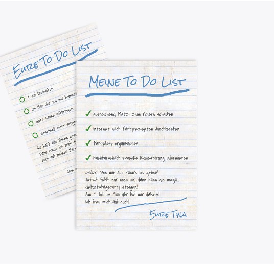 Geburtstagseinladung Checkliste KräftigHellMarineblau 105x148mm