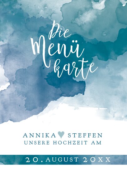 Ansicht 3 - Hochzeit Menükarte Aquarell