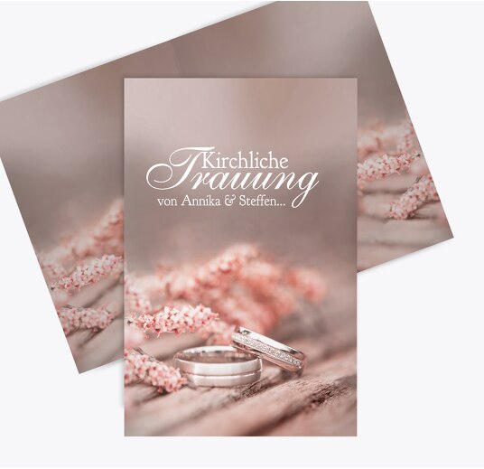 Hochzeit Kirchenheftumschlag Ringe DunkelMattRot 148x210mm