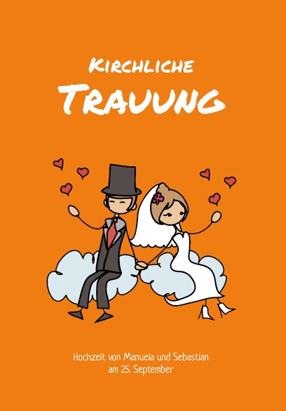 Ansicht 3 - Hochzeit Kirchenheft Umschlag Comic Brautpaar