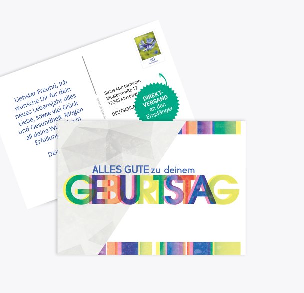 Glückwunschkarte zum Geburtstag Bunt