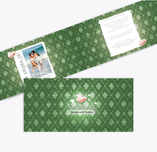 Hochzeit Einladung Din Liebesbündnis Blattgrün 215x105mm