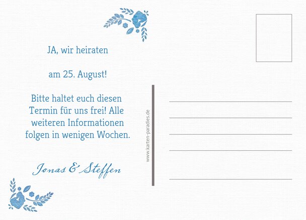 Ansicht 3 - Save-the-Date Vogelpaar- Männer