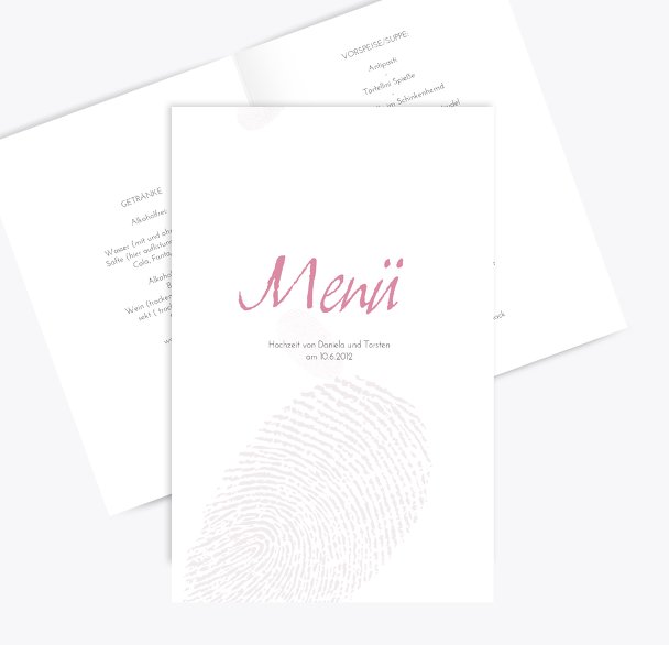 Hochzeit Menükarte fingerprint