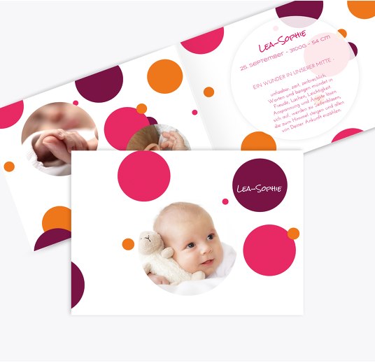 Geburtskarte Kleckse PinkLeuchtend 148x105mm