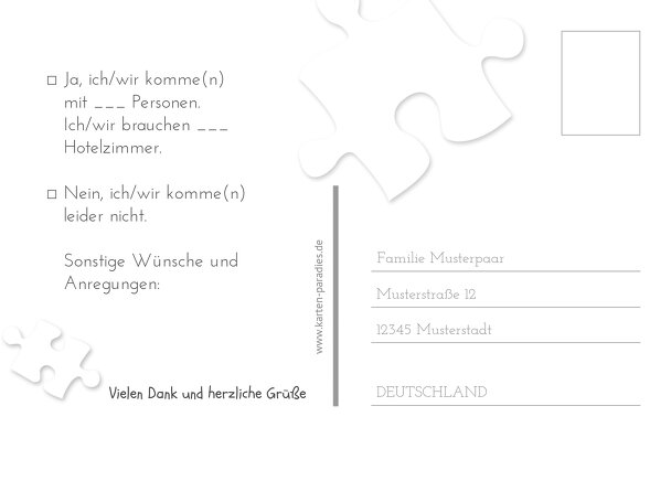 Ansicht 3 - Hochzeit Antwortkarte Puzzleteile