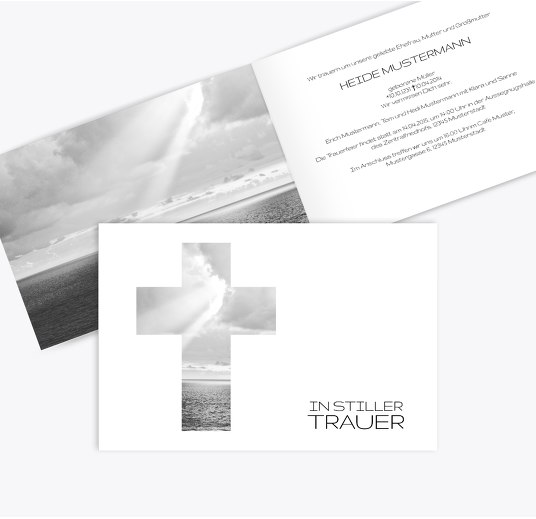 Trauerkarte Himmelskreuz Schwarz 170x114mm