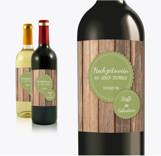 Flaschenetikett Vintage Holz PastellHellGrün 90x120mm