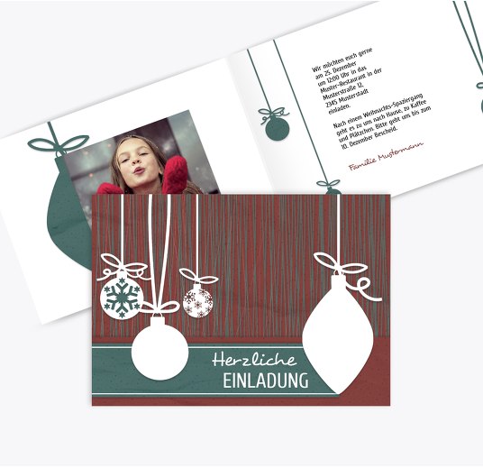 Einladung Foto Moderne Kugeln Dunkelrot 148x105mm