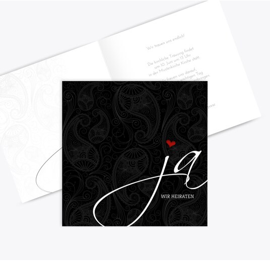 Hochzeit Einladung 2 Traumhochzeit Schwarz 145x145mm