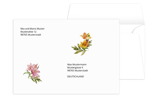 Umschlag Blumendeko Weiß 161x114mm