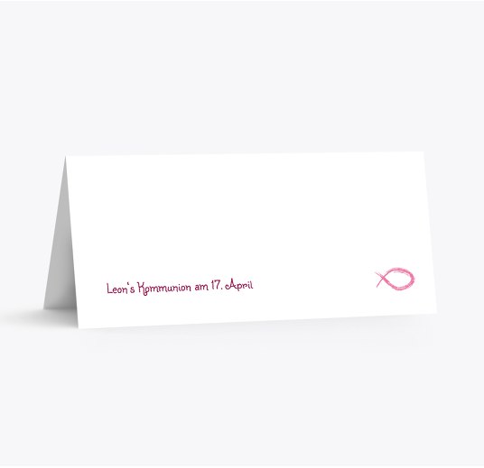 Kommunion Tischkarte Fische Pinkrosa 100x44mm