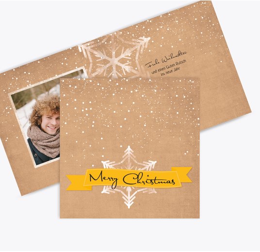 Foto Grußkarte Schneestern Butterblumengelb 145x145mm