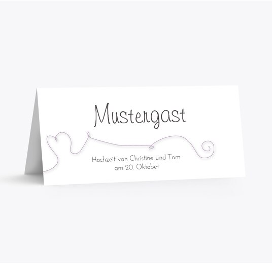 Hochzeit Tischkarte ewiges Band LilaFlieder 100x44mm