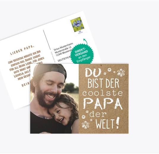 Vatertagskarte Schriftzug Hellbraun 148x105mm