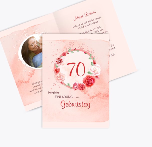 Geburtstagseinladung Aquarell Rosen 70 Foto