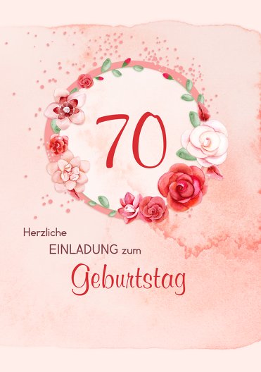 Ansicht 3 - Geburtstagseinladung Aquarell Rosen 70 Foto