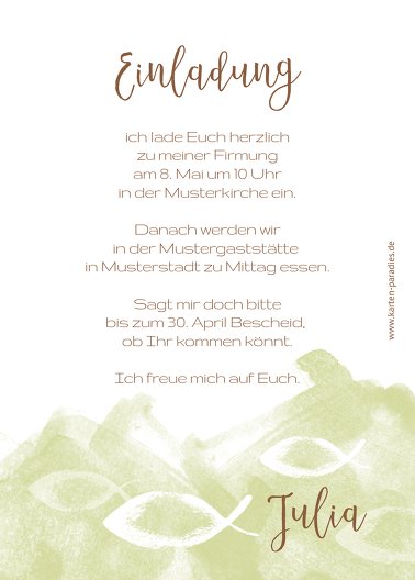 Ansicht 3 - Firmung Einladung Aquarelltraum